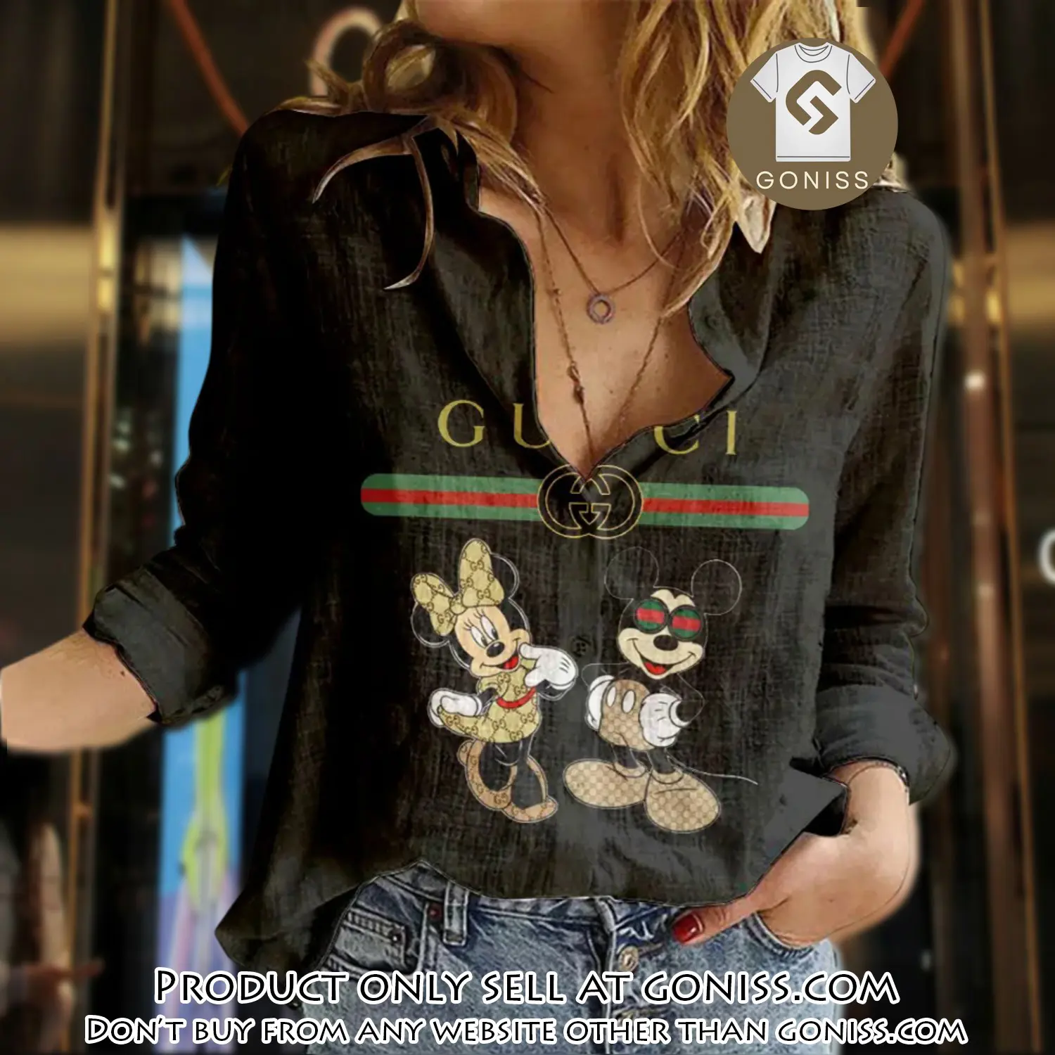 Gucci luxury women casual shirt linen shirt wcs1035 gn0810435